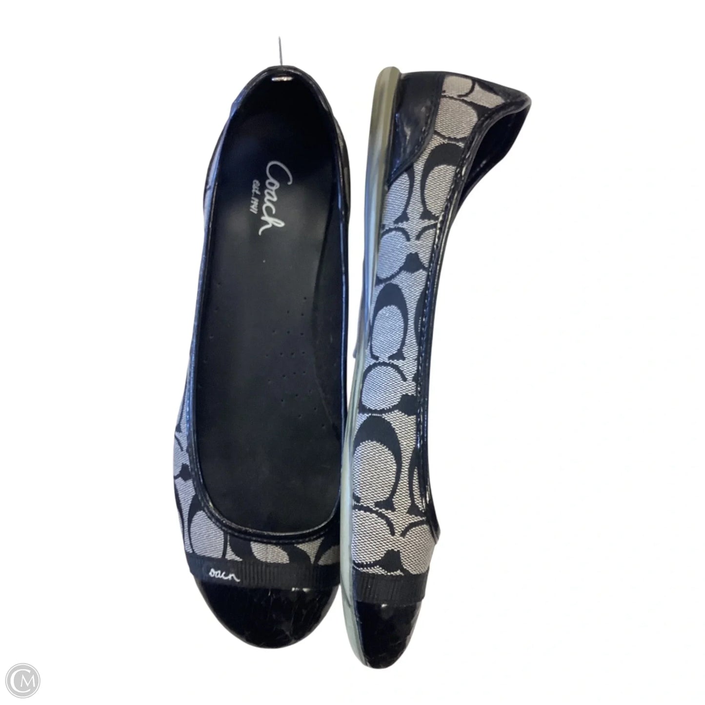 Shoes Flats By Coach In Black & Tan, Size: 9