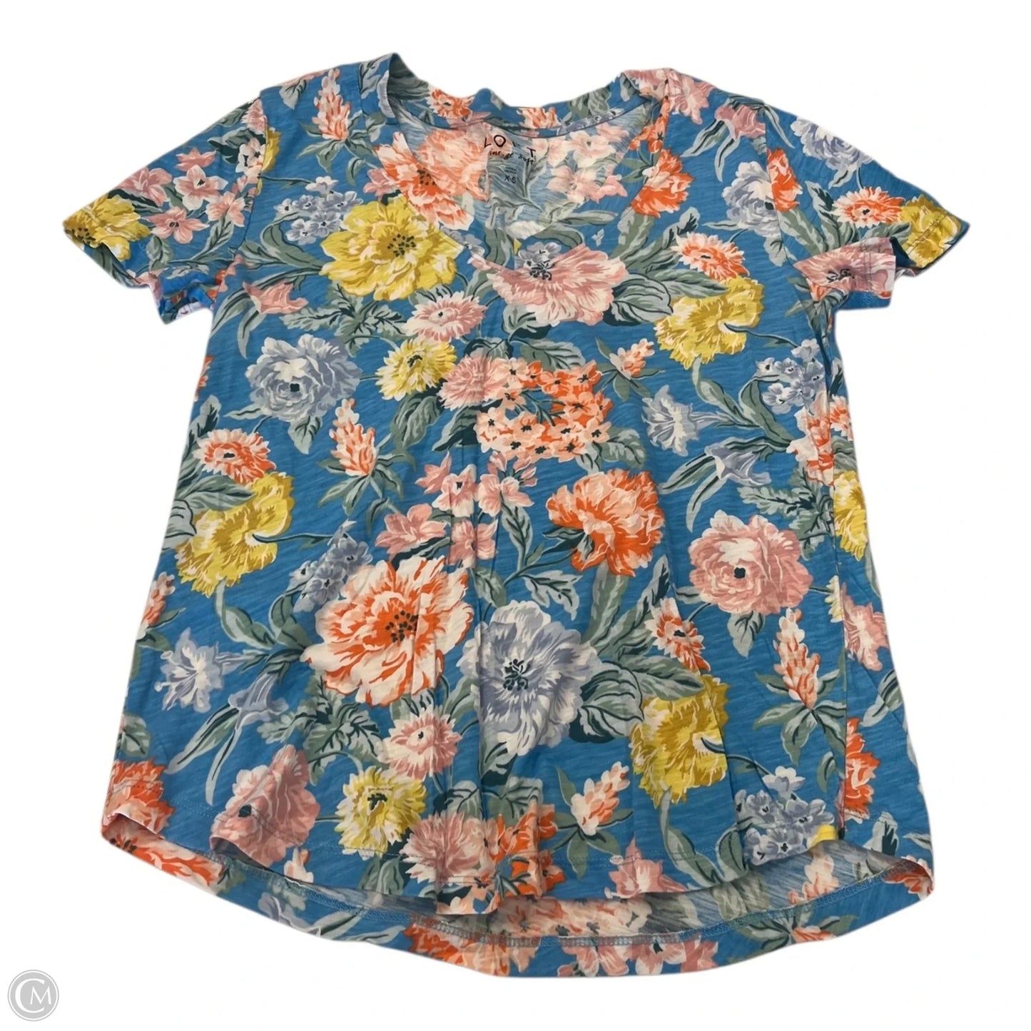 Top Short Sleeve By Loft In Floral Print, Size: Xs