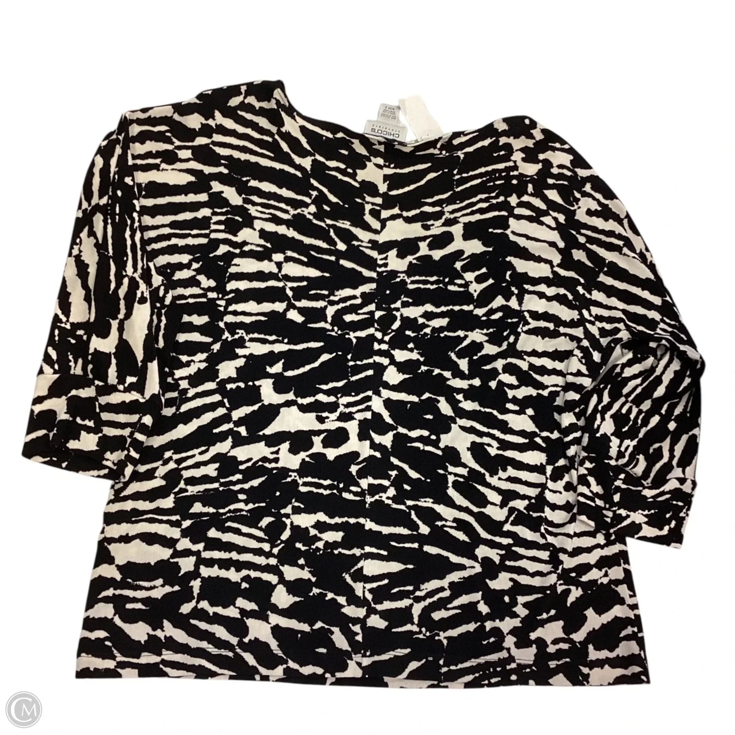 Top Long Sleeve By Chicos In Black & Cream, Size: 2