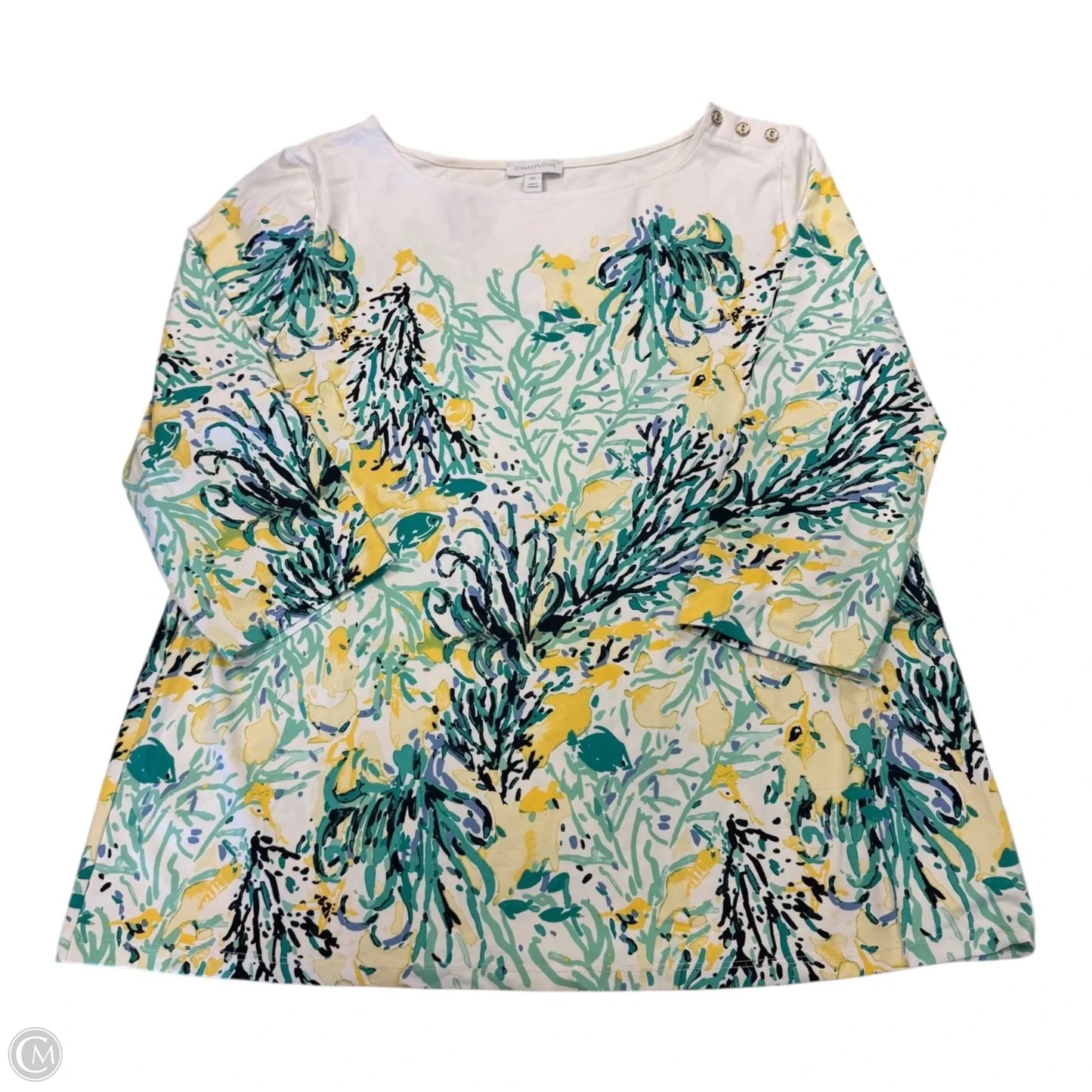 Top 3/4 Sleeve By Charter Club In Multi-colored, Size: Xxl