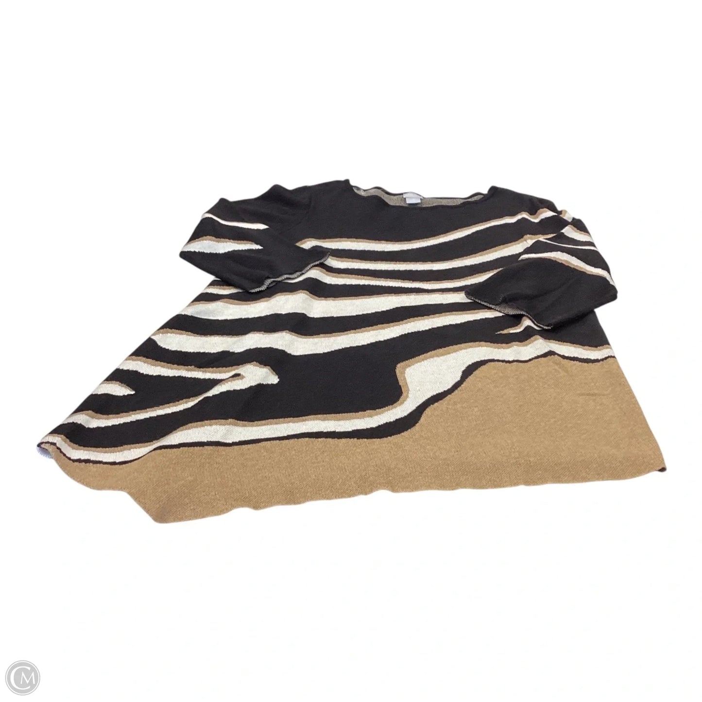Top 3/4 Sleeve By Chicos In Black & Tan, Size: 3 (XL)