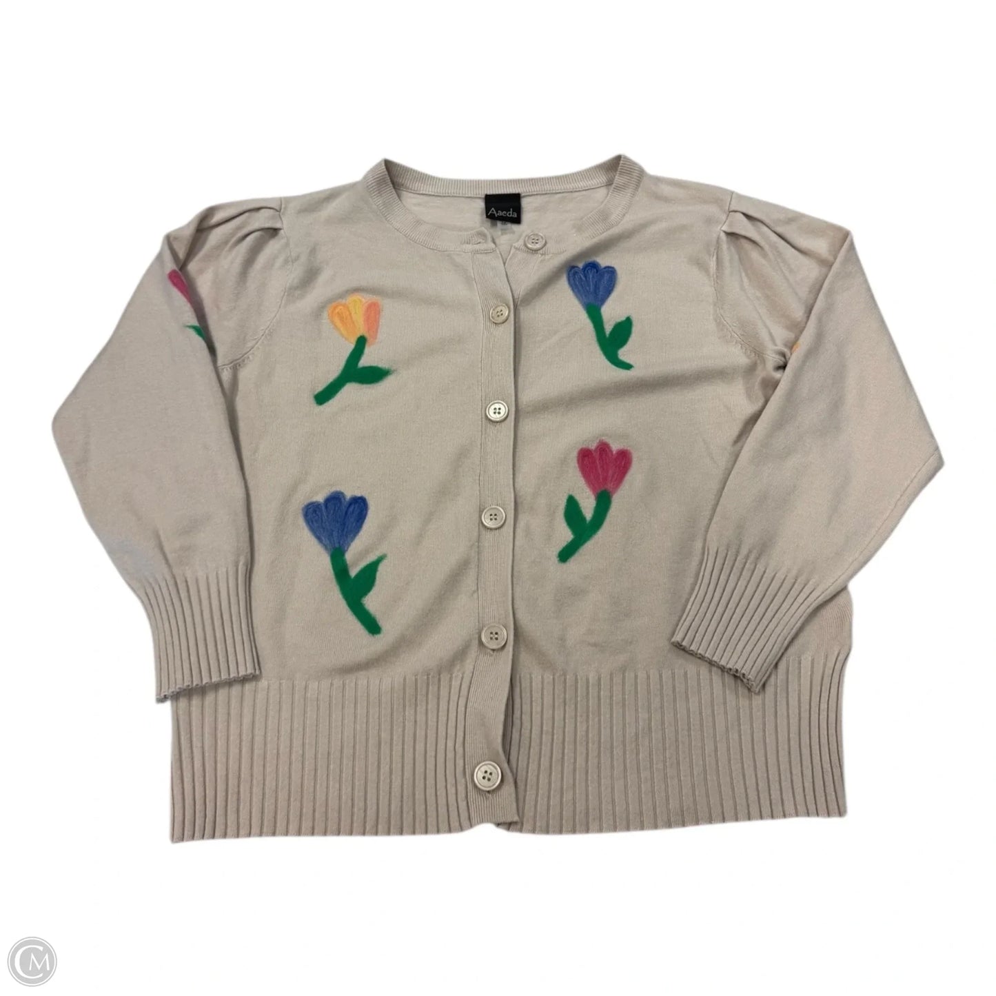 Sweater Cardigan By Aaeda In Floral Print, Size: M