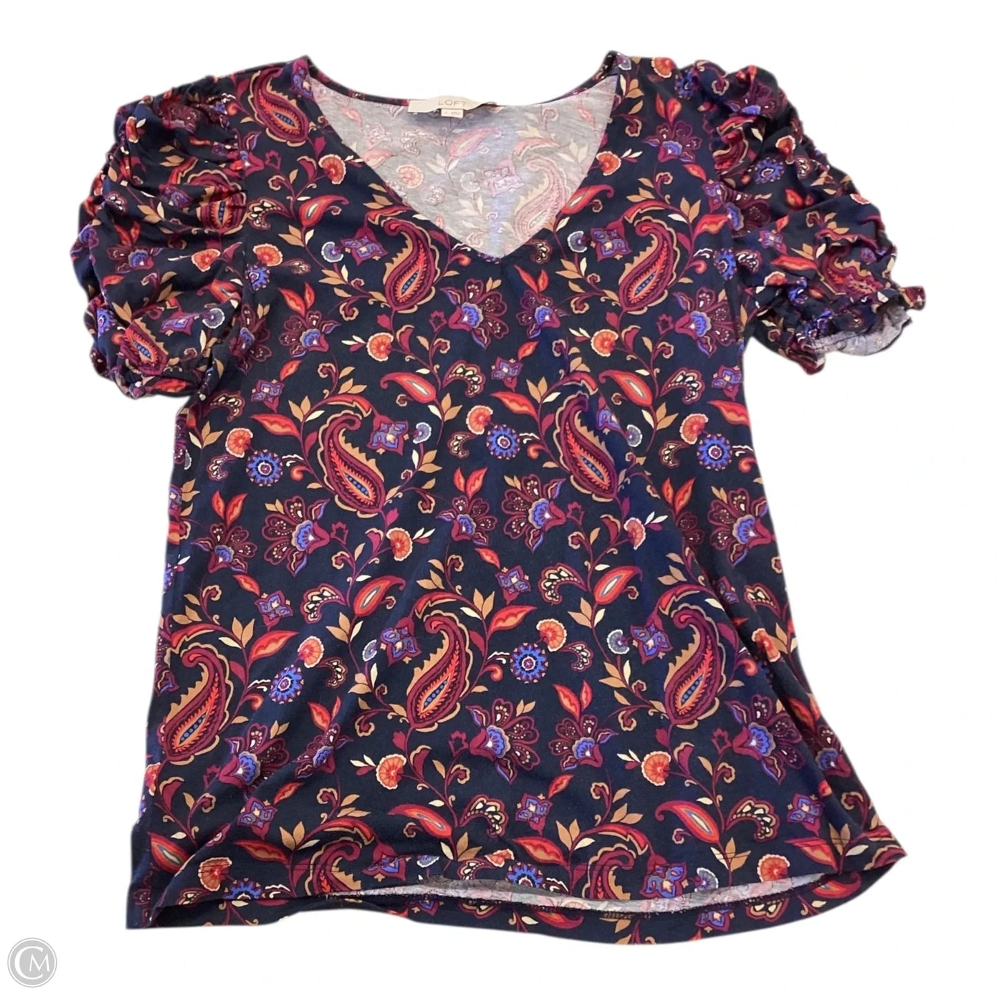Top Short Sleeve By Loft In Multi-colored, Size: S