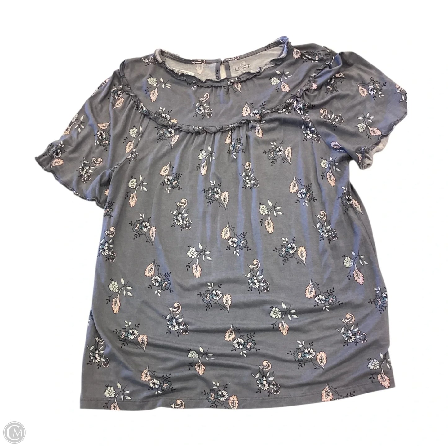 Top Short Sleeve By Loft In Grey, Size: S