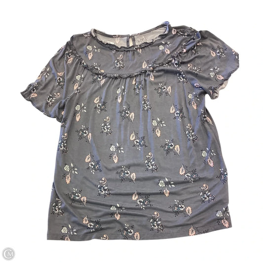 Top Short Sleeve By Loft In Grey, Size: S