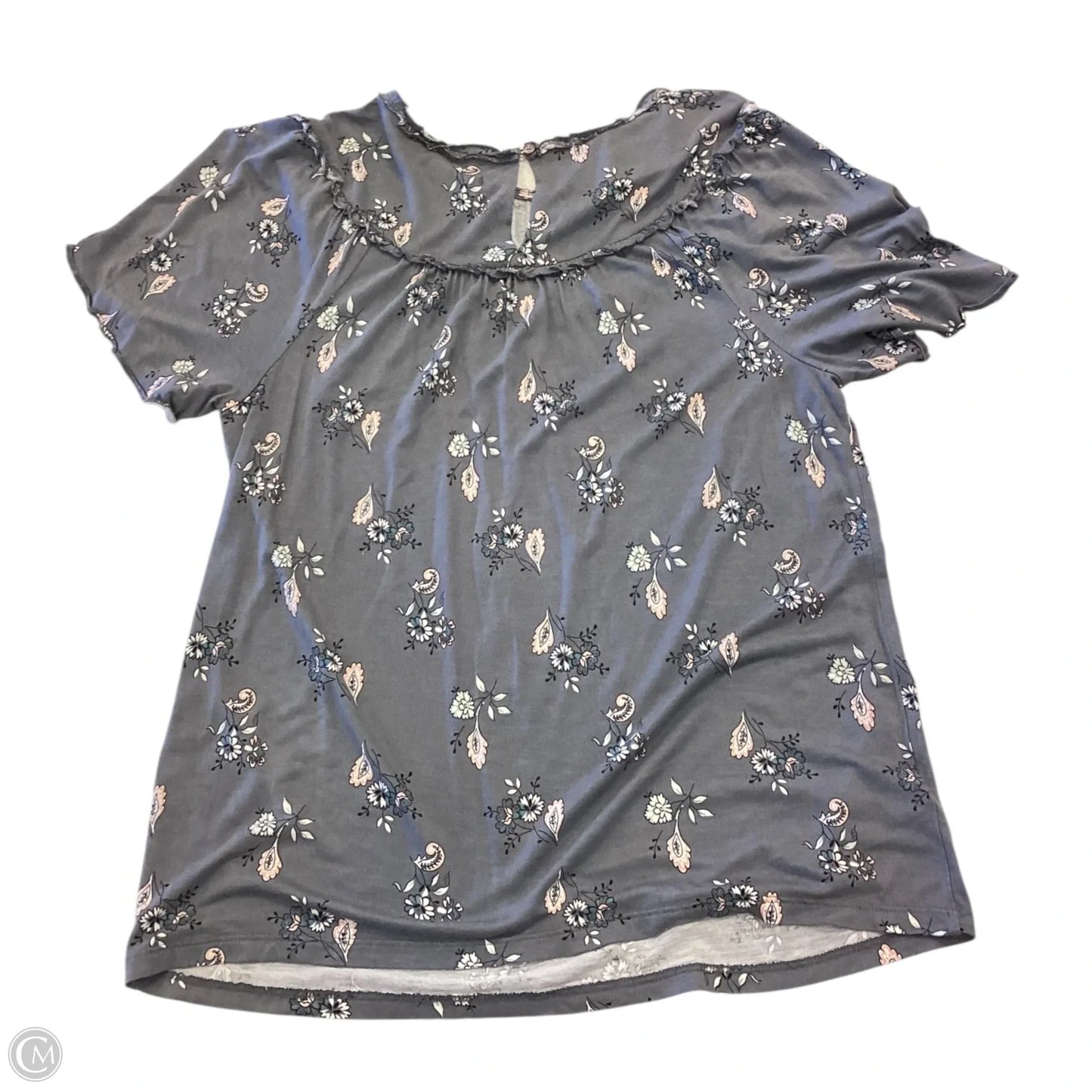 Top Short Sleeve By Loft In Grey, Size: S