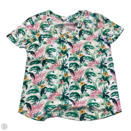 Top Short Sleeve By Loft In Tropical Print, Size: S