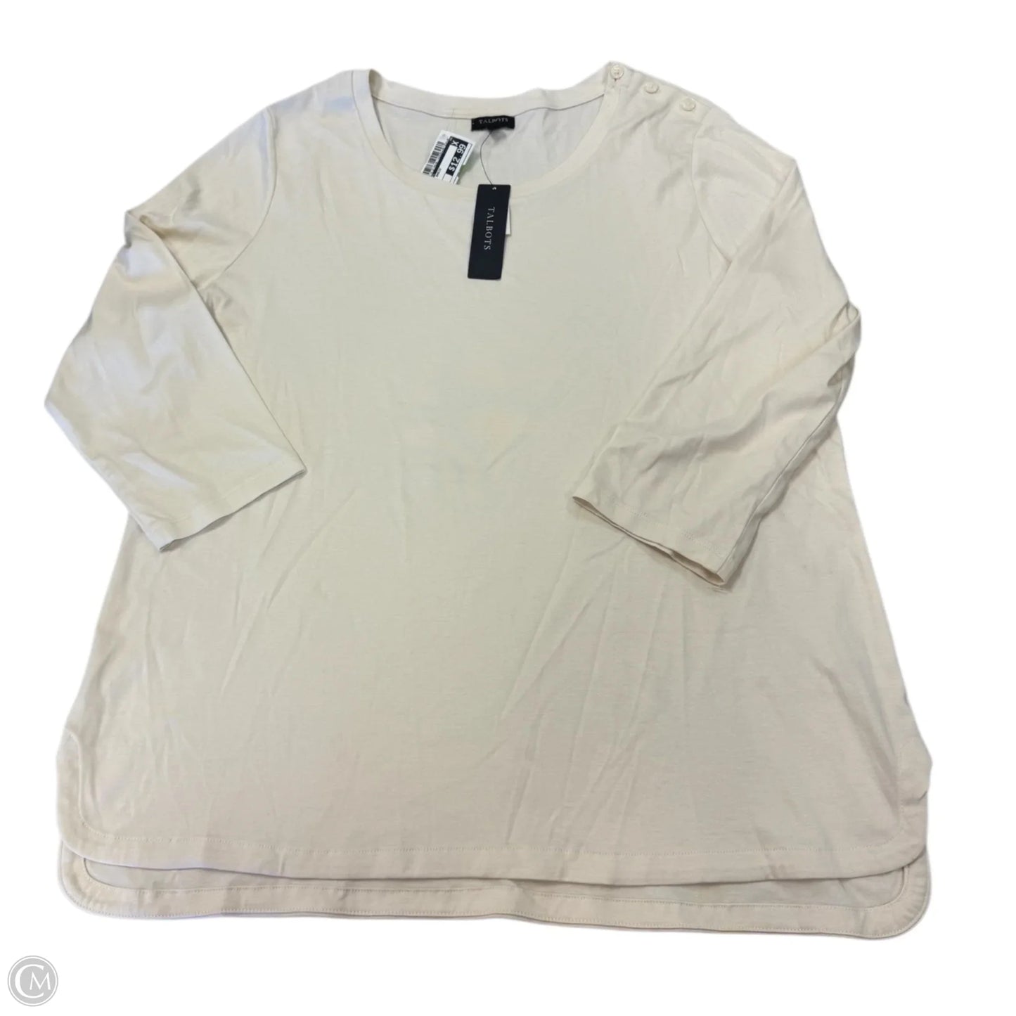 Top Long Sleeve Basic By Talbots In Cream, Size: 1x