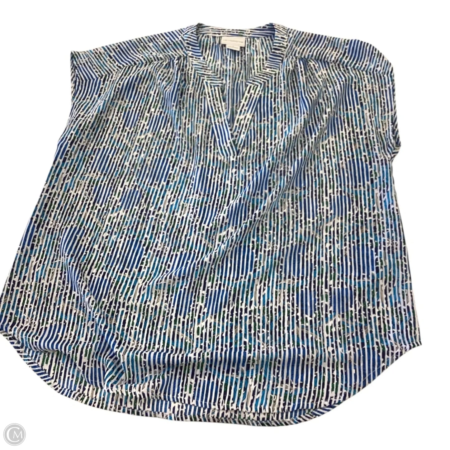 Blouse Short Sleeve By Liz Claiborne In Blue, Size: L