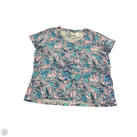Top Short Sleeve By Stella Parker In Blue & Pink, Size: L