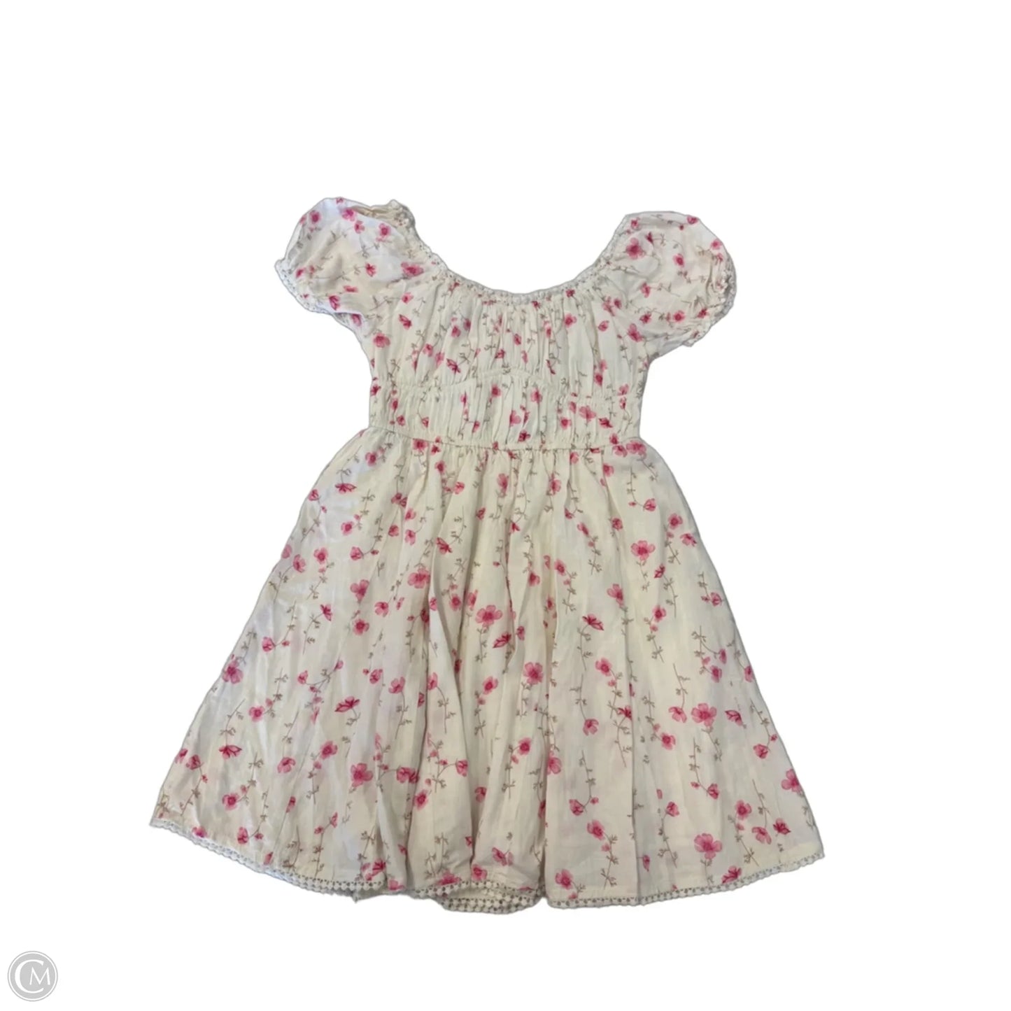 Dress Casual Short By Sim & Sam In Cream & Pink, Size: M