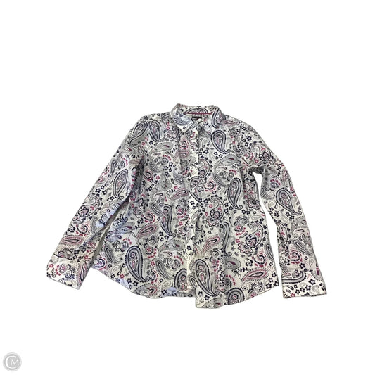 Top Long Sleeve By Talbots In Pink & White, Size: 6p
