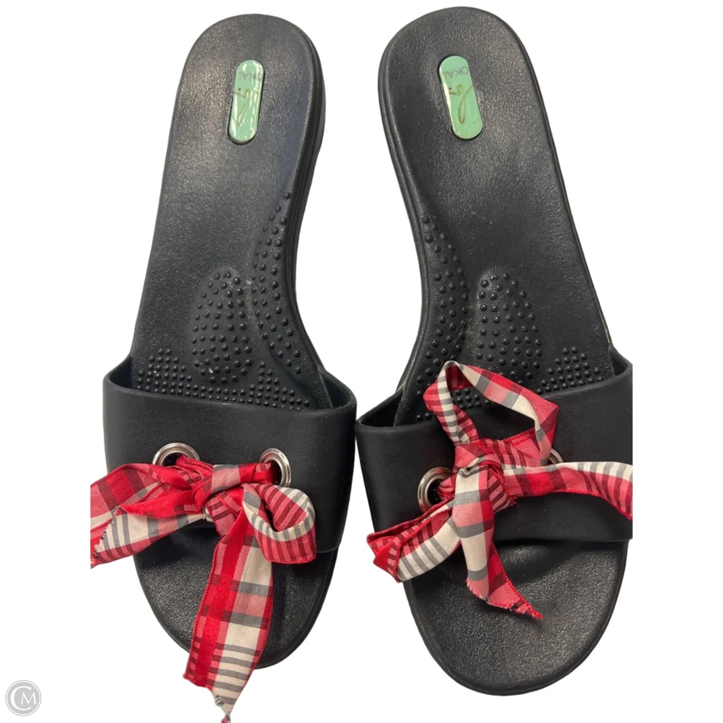 Sandals Flats By Clothes Mentor In Black & Red, Size: 9