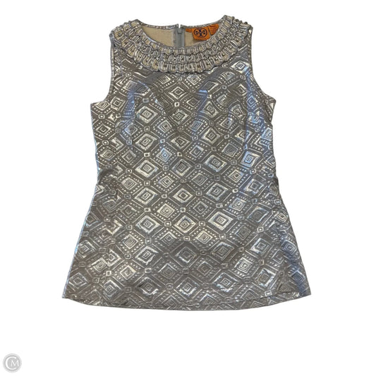 Top Sleeveless Designer By Tory Burch In Silver, Size: 2