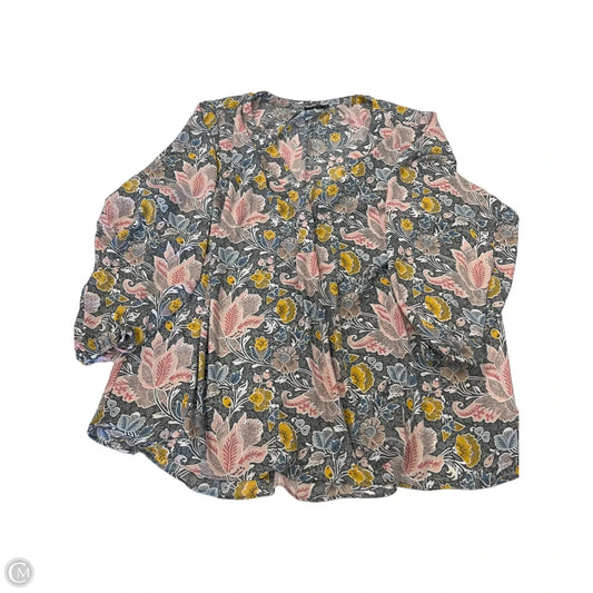 Top Long Sleeve By Tahari In Floral Print, Size: 2x