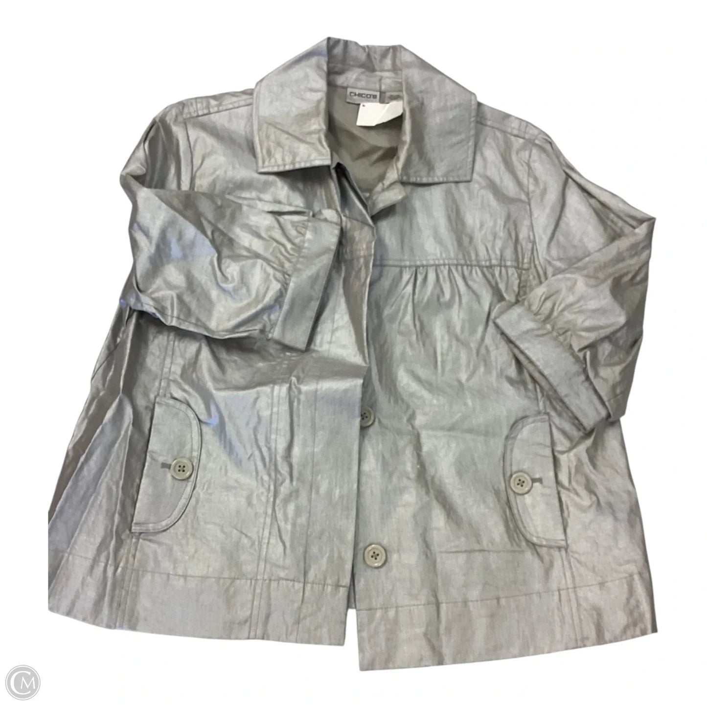 Jacket Other By Chicos In Silver, Size: 2 (L)