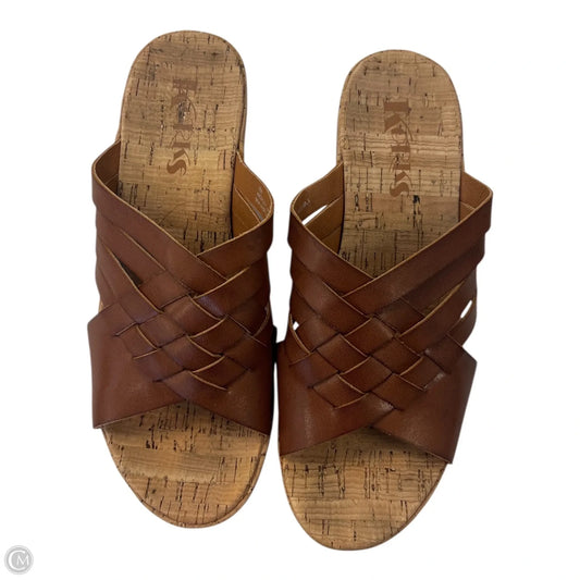 Sandals Heels Wedge By Korks In Brown, Size: 7
