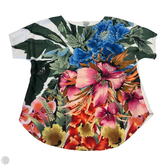 Top Short Sleeve By Chicos In Floral Print, Size: L