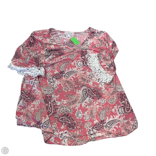 Top Short Sleeve By Clothes Mentor In Pink & White, Size: 3x