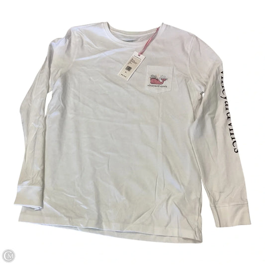 Top Long Sleeve By Vineyard Vines In Pink & White, Size: Xl