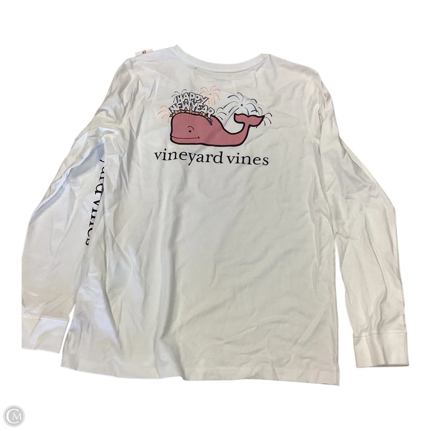 Top Long Sleeve By Vineyard Vines In Pink & White, Size: Xl