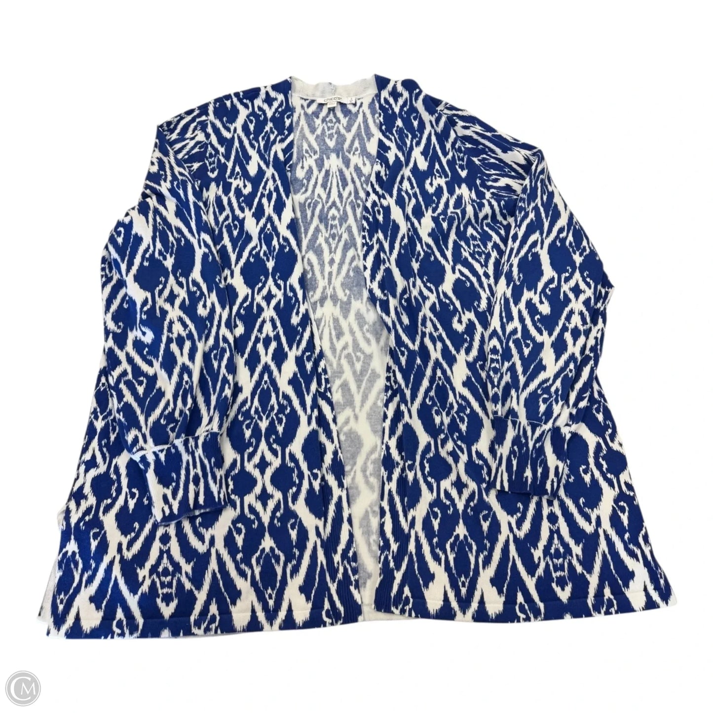 Cardigan By Chicos In Blue & White, Size: Xl