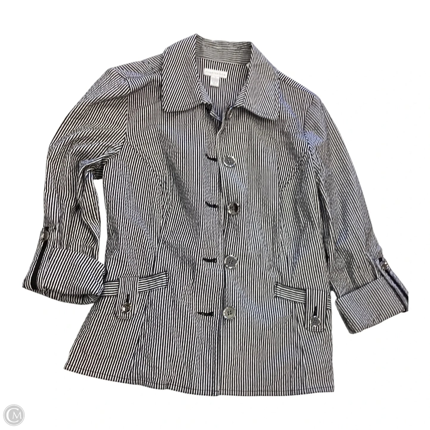 Jacket Shirt By Charter Club In Striped Pattern, Size: M