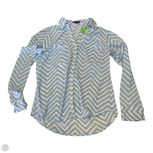 Top Long Sleeve By Express In Blue & White, Size: Xs