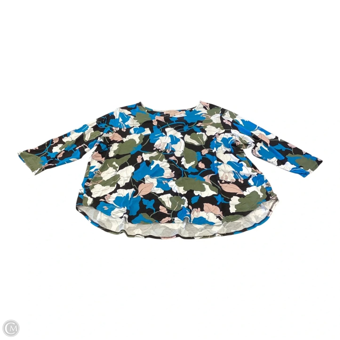 Top 3/4 Sleeve By Philosophy In Floral Print, Size: 2x