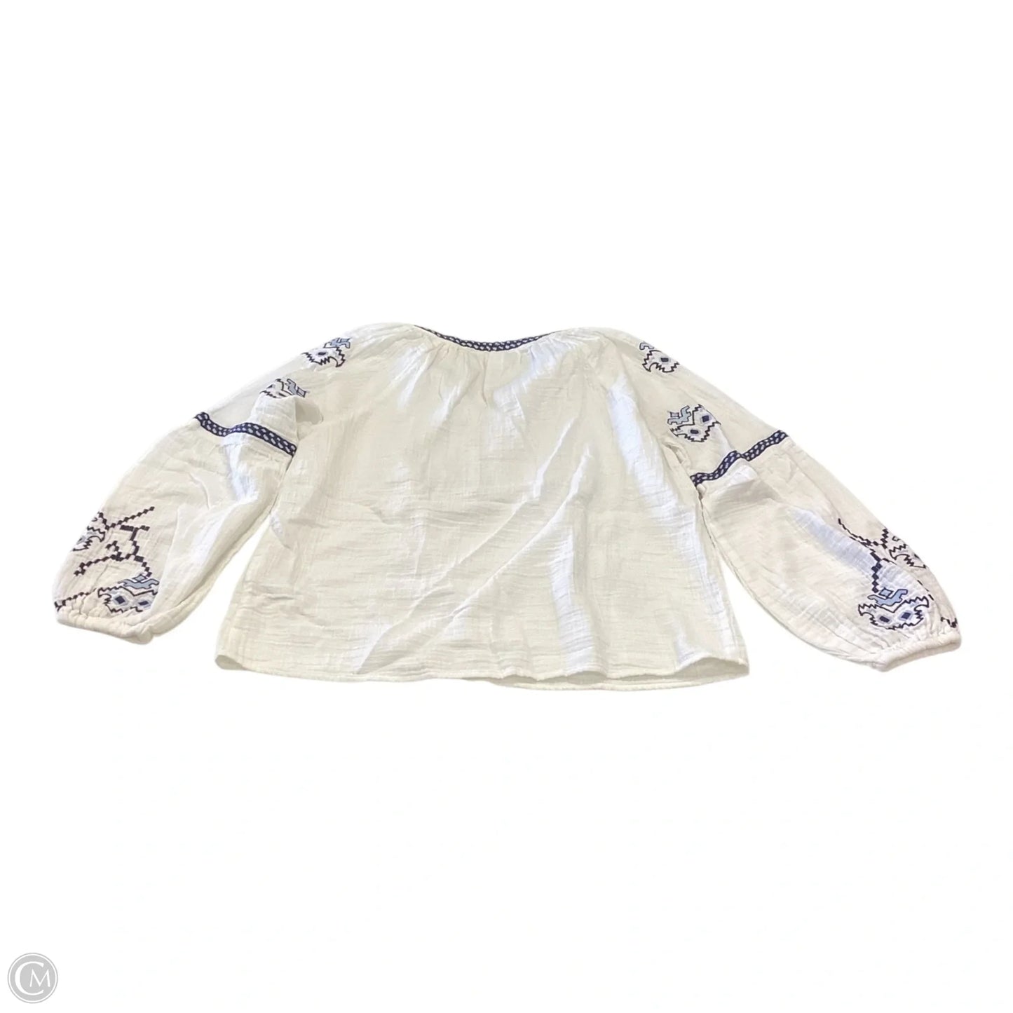 Top Long Sleeve By H&m In Blue & White, Size: 2