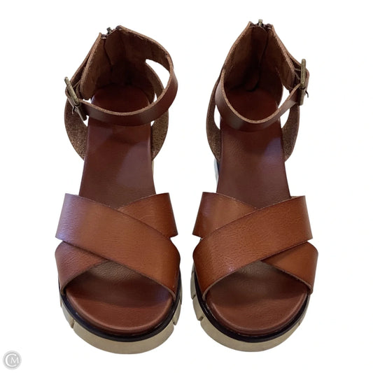 Sandals Heels Wedge By Mia In Brown, Size: 7.5