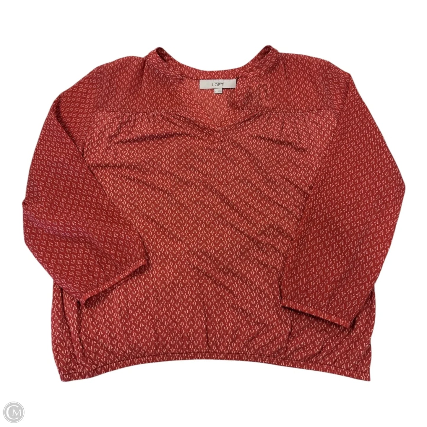Top Long Sleeve By Loft In Orange & White, Size: S