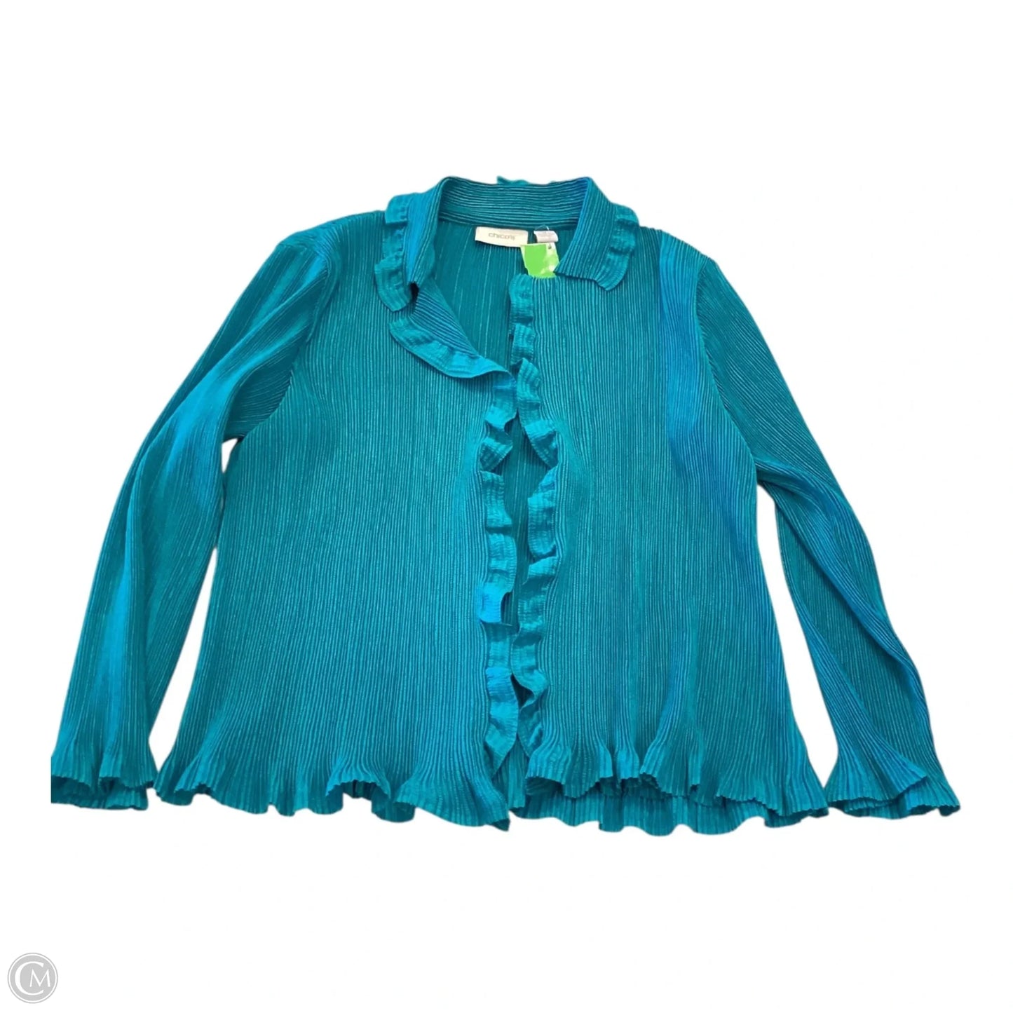 Jacket Shirt By Chicos In Teal, Size: L
