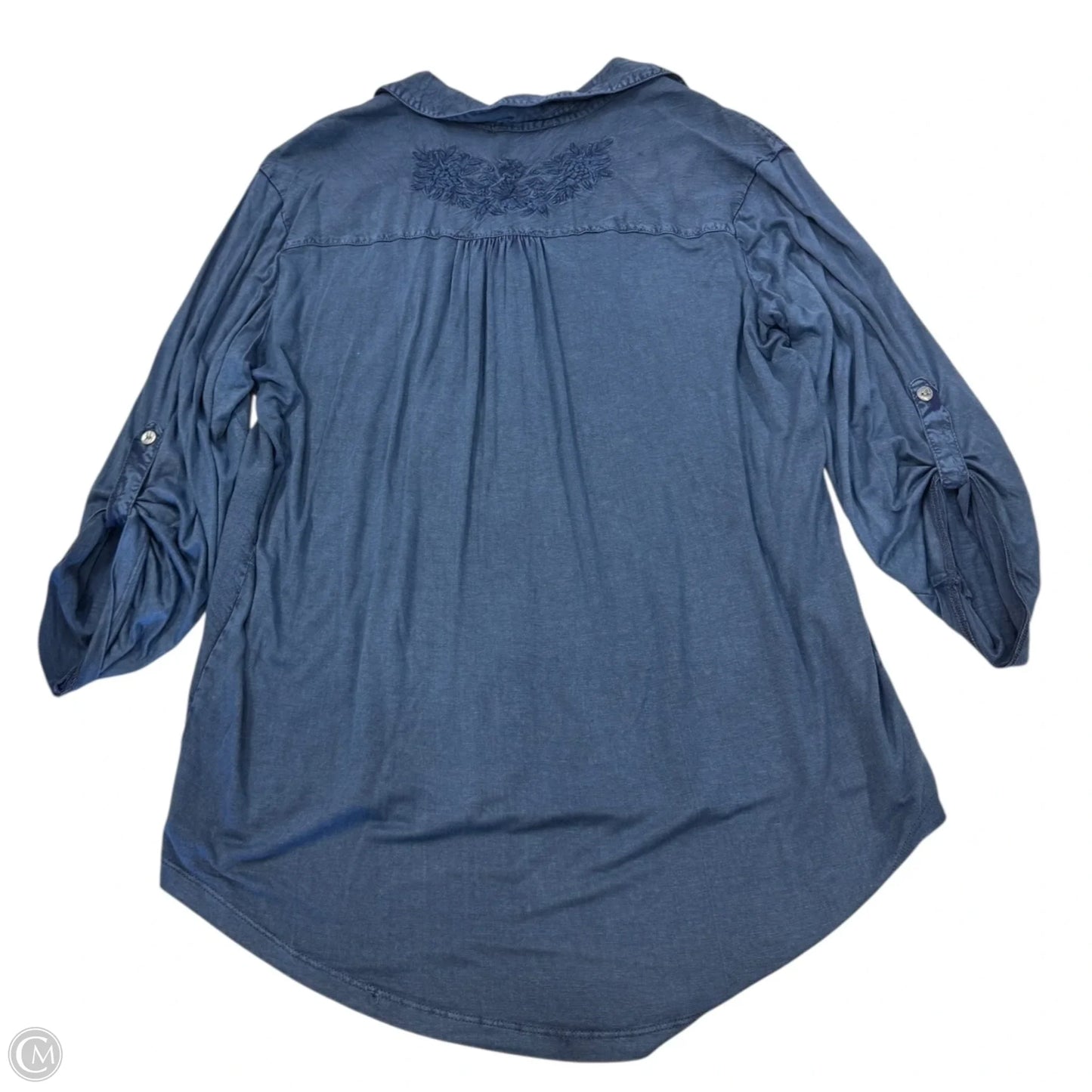 Top Long Sleeve By Solitaire In Blue, Size: L
