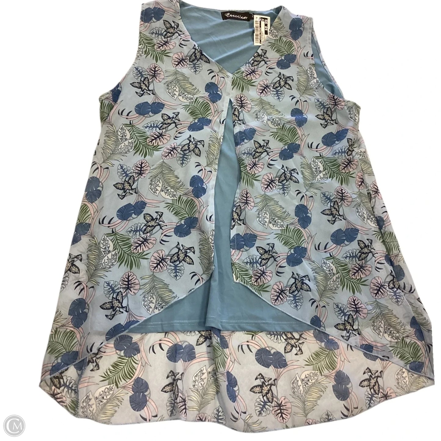 Top Sleeveless By Clothes Mentor In Tropical Print, Size: L