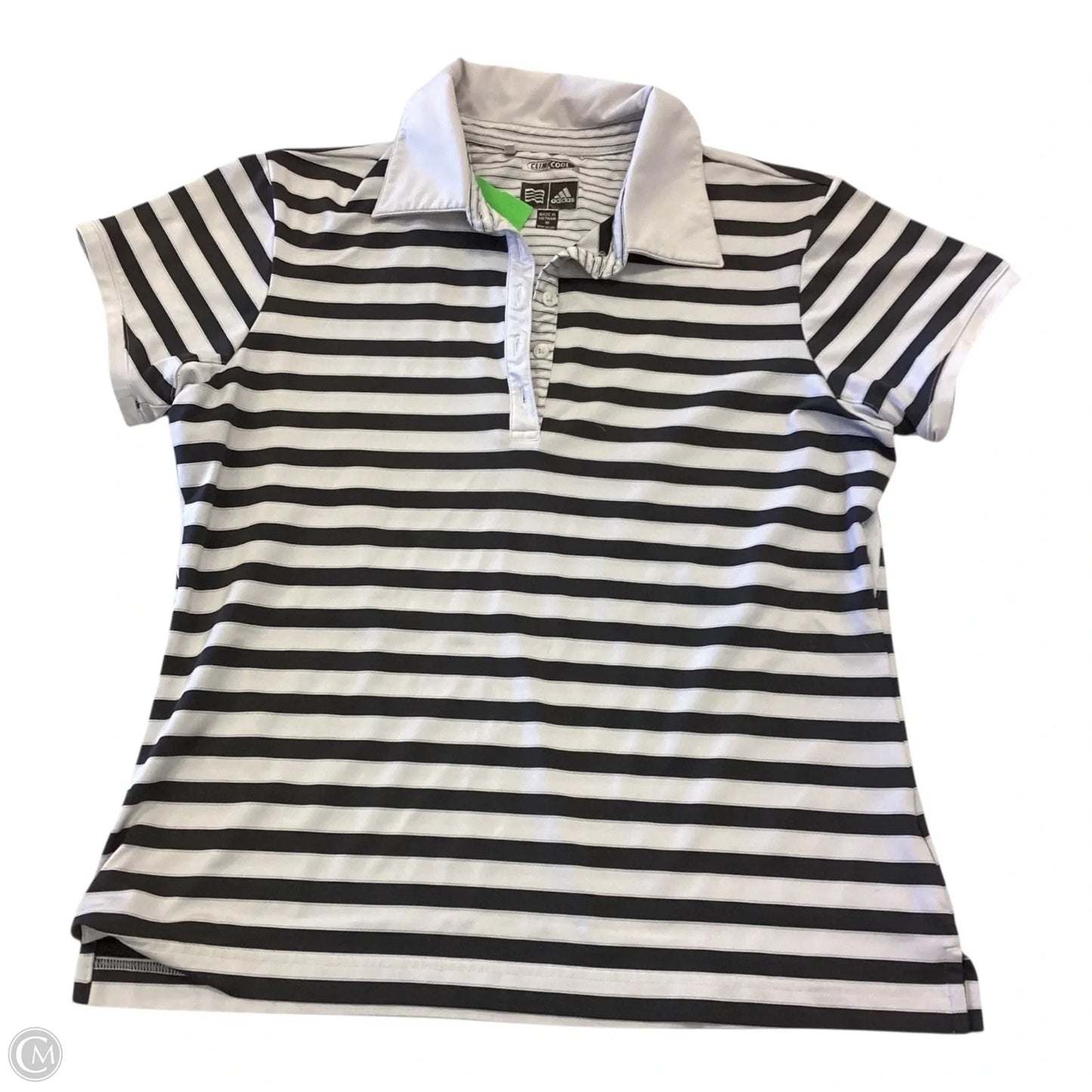 Athletic Top Short Sleeve By Adidas In Striped Pattern, Size: M