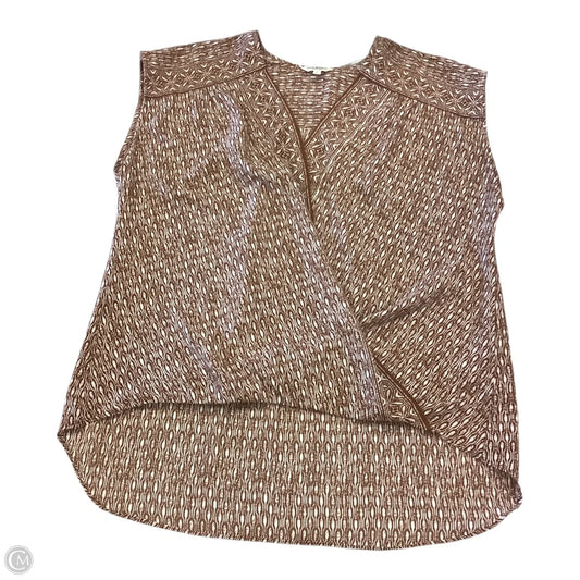 Top Short Sleeve By Max Studio In Brown & Cream, Size: L
