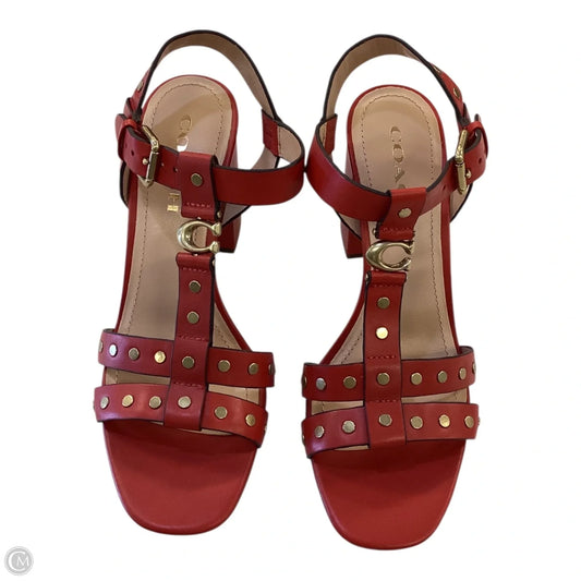 Sandals Designer By Coach In Red, Size: 8