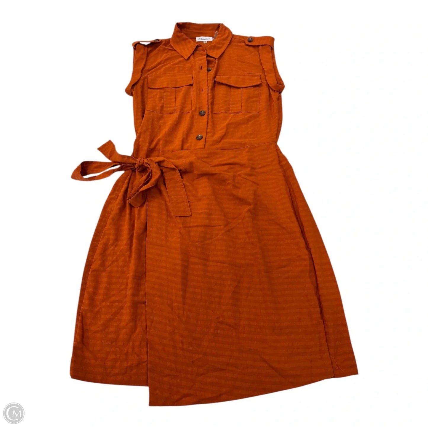 Dress Casual Midi By Calvin Klein In Orange, Size: S