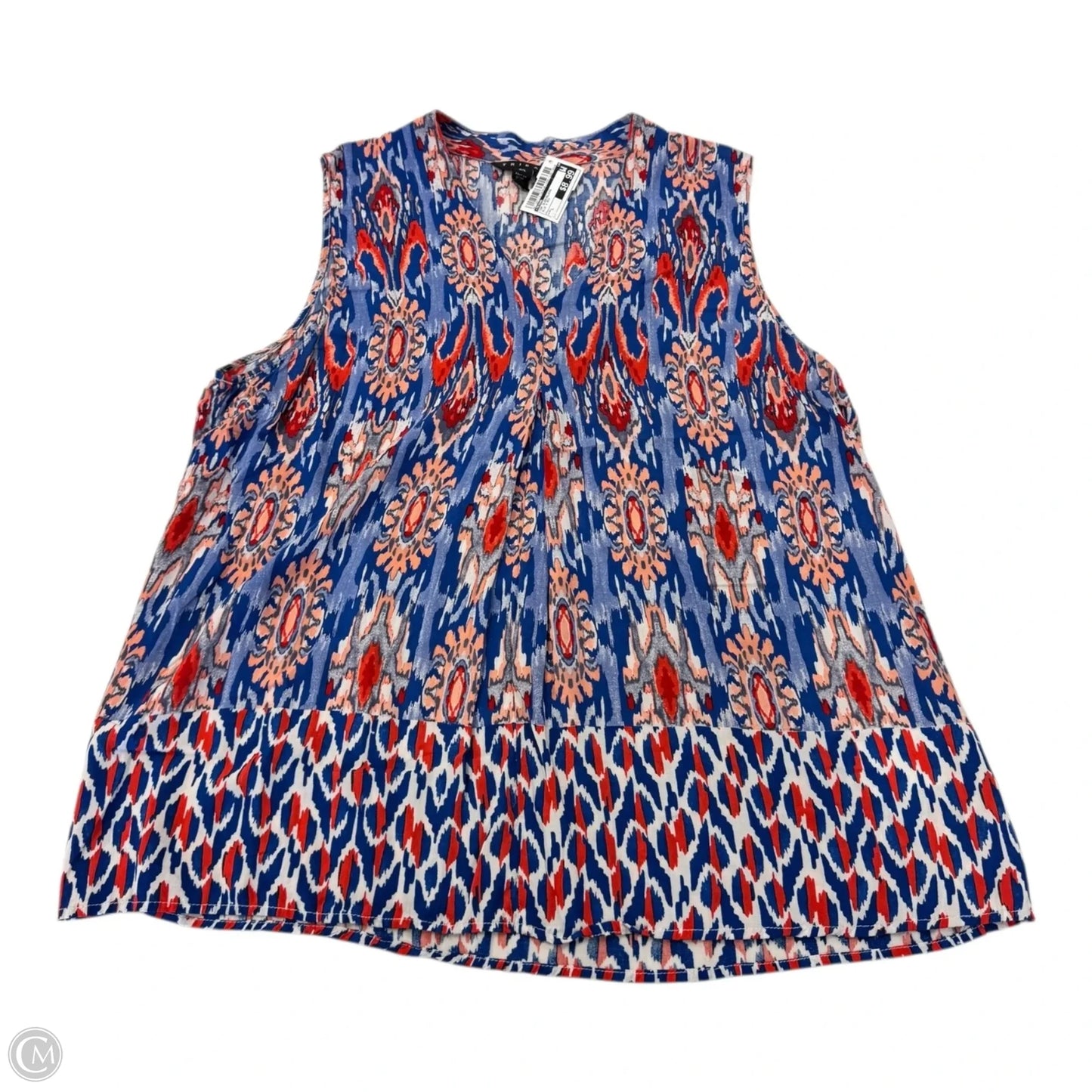 Top Sleeveless By Tribal In Blue & Red, Size: L
