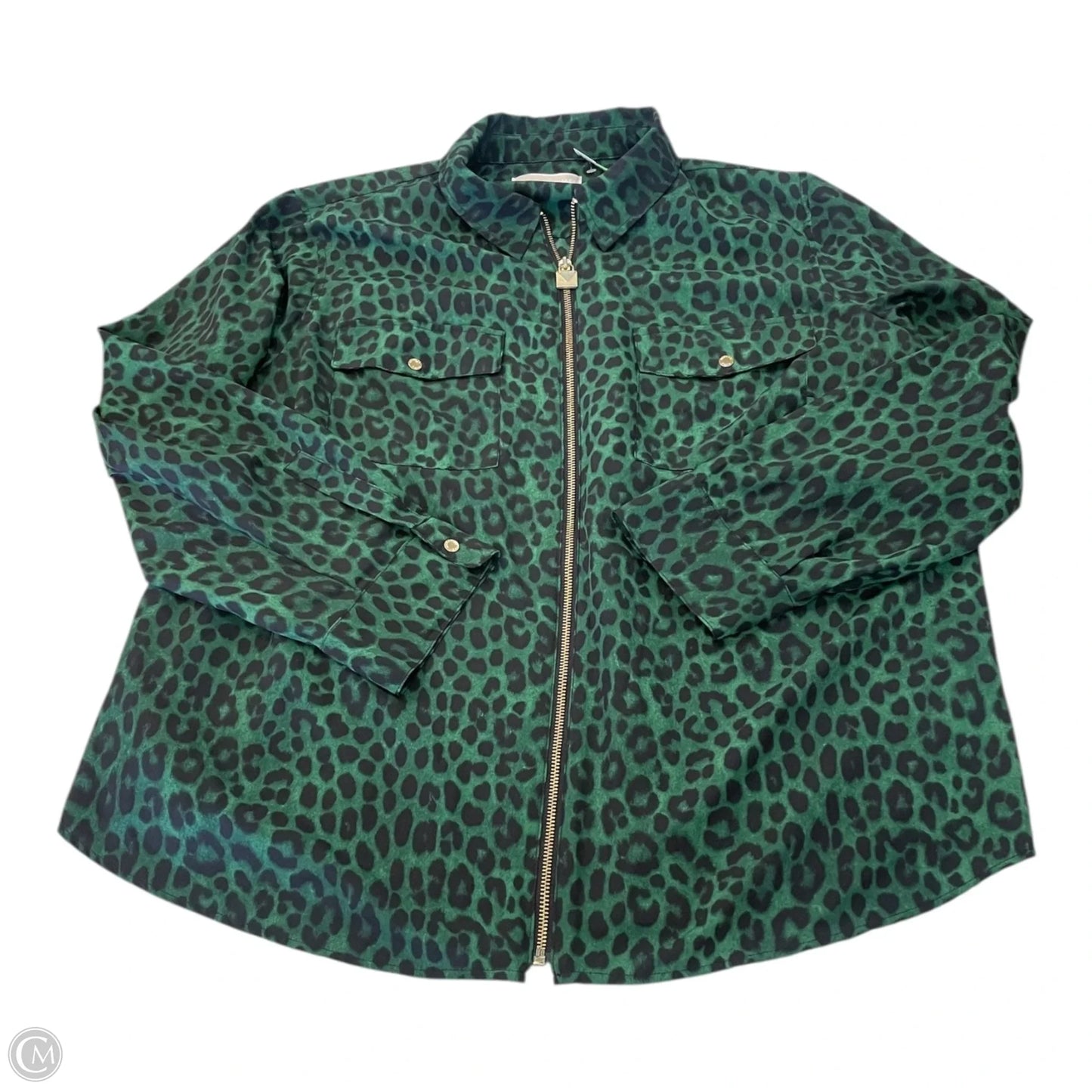 Top Long Sleeve By Michael By Michael Kors In Black & Green, Size: 2x