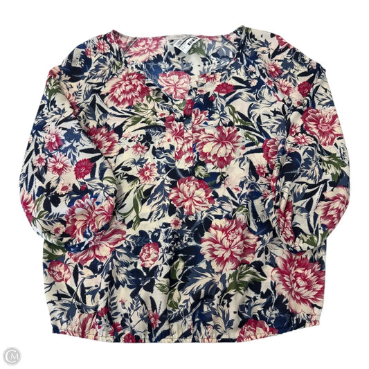 Top 3/4 Sleeve By Loft In Floral Print, Size: M