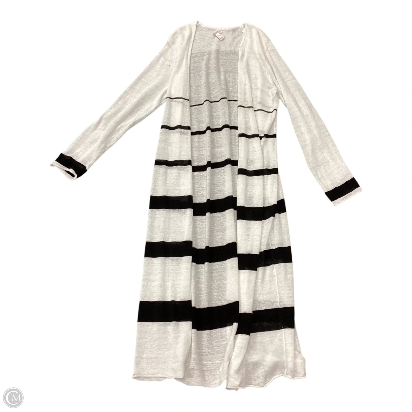 Cardigan By Chicos In Striped Pattern, Size: L