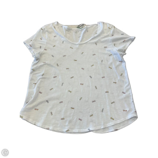 Top Short Sleeve By Loft In Pink & White, Size: Xl