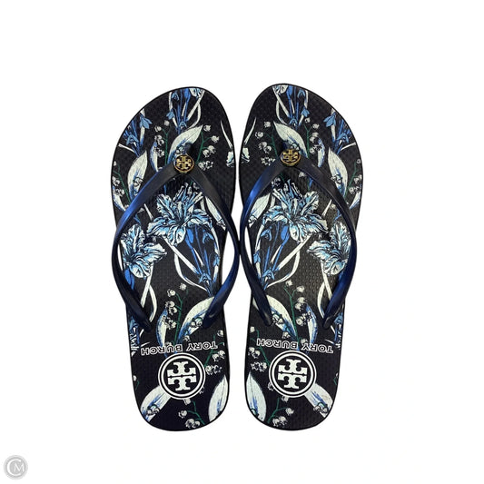 Sandals Designer By Tory Burch In Blue & White, Size: 8