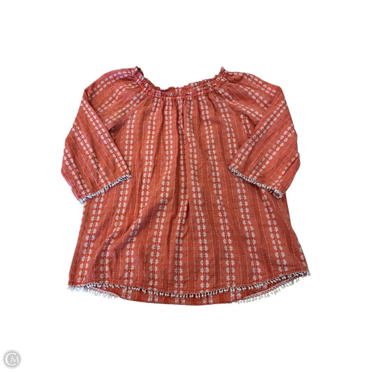 Top 3/4 Sleeve By West Bound In Orange & White, Size: S