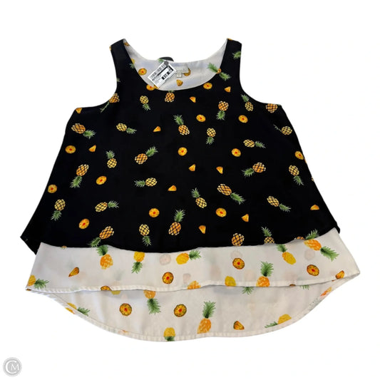 Top Sleeveless By Chenault In Black & Yellow, Size: S