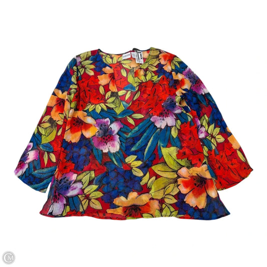 Top 3/4 Sleeve By Chicos In Floral Print, Size: L