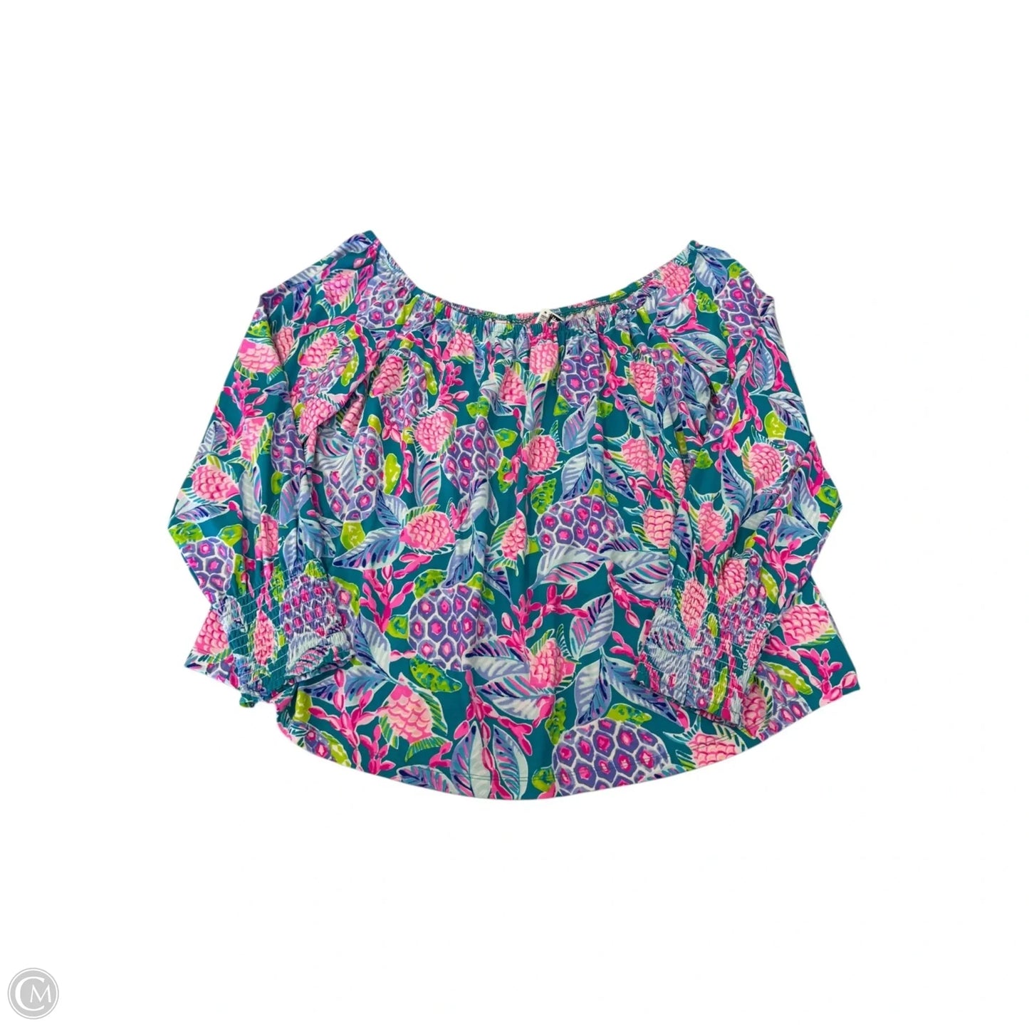 Top 3/4 Sleeve Designer By Lilly Pulitzer In Tropical Print, Size: Xl