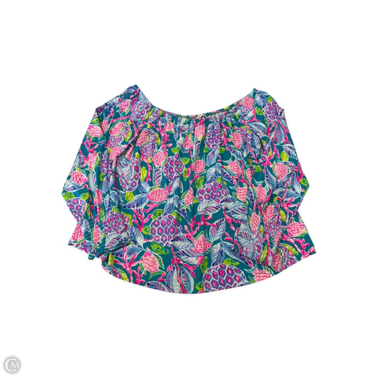 Top 3/4 Sleeve Designer By Lilly Pulitzer In Tropical Print, Size: Xl